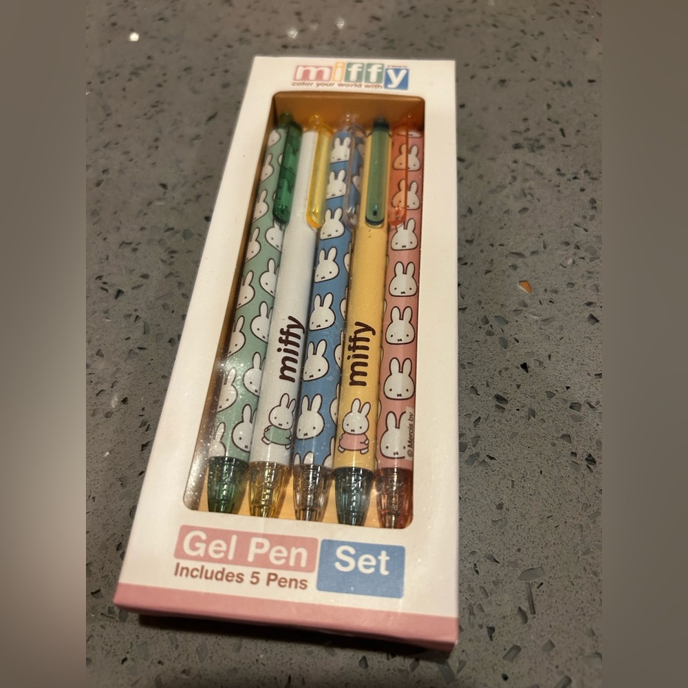 Miffy 5 Pc Gel Pen Set Illustrations By Dick Bruna Bunny Rabbit NEW